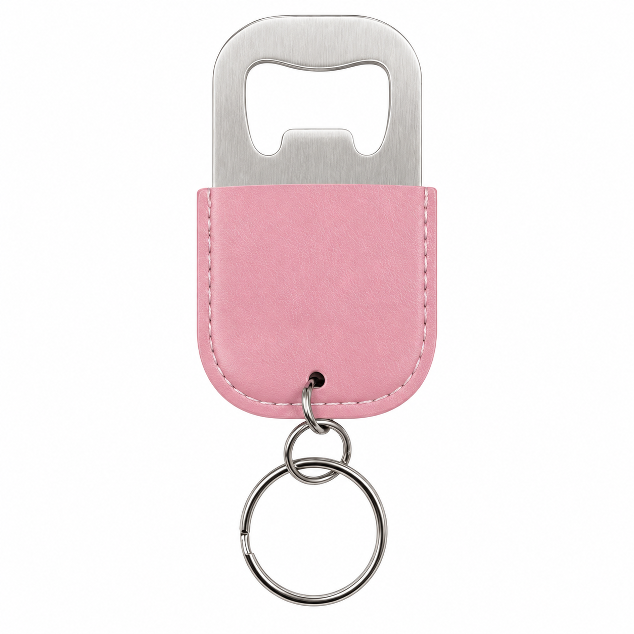 PU Leather Wrapped Stainless Steel Keychain Bottle Opener