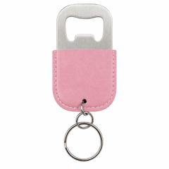 PU Leather Wrapped Stainless Steel Keychain Bottle Opener