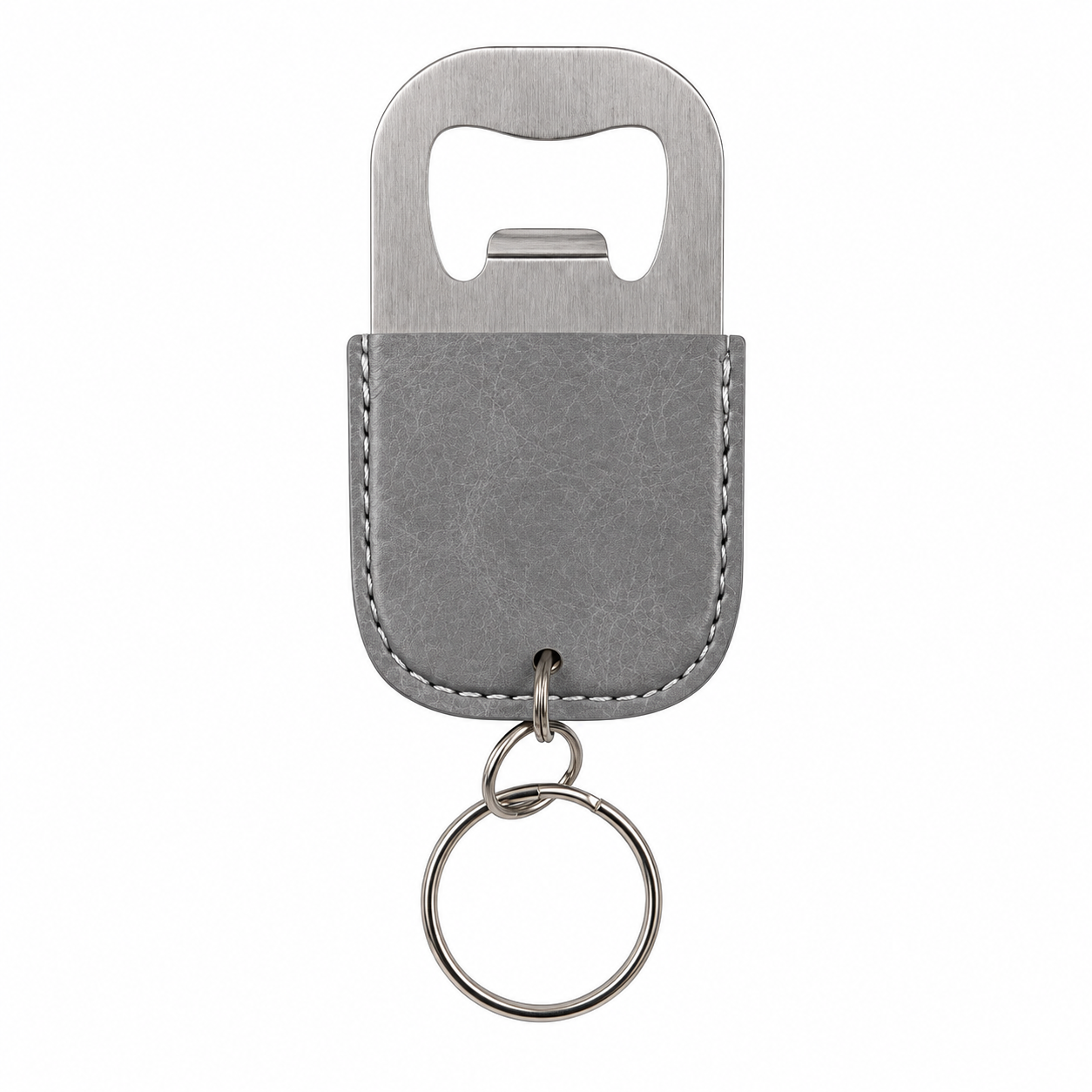 PU Leather Wrapped Stainless Steel Keychain Bottle Opener