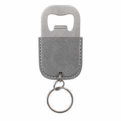 PU Leather Wrapped Stainless Steel Keychain Bottle Opener