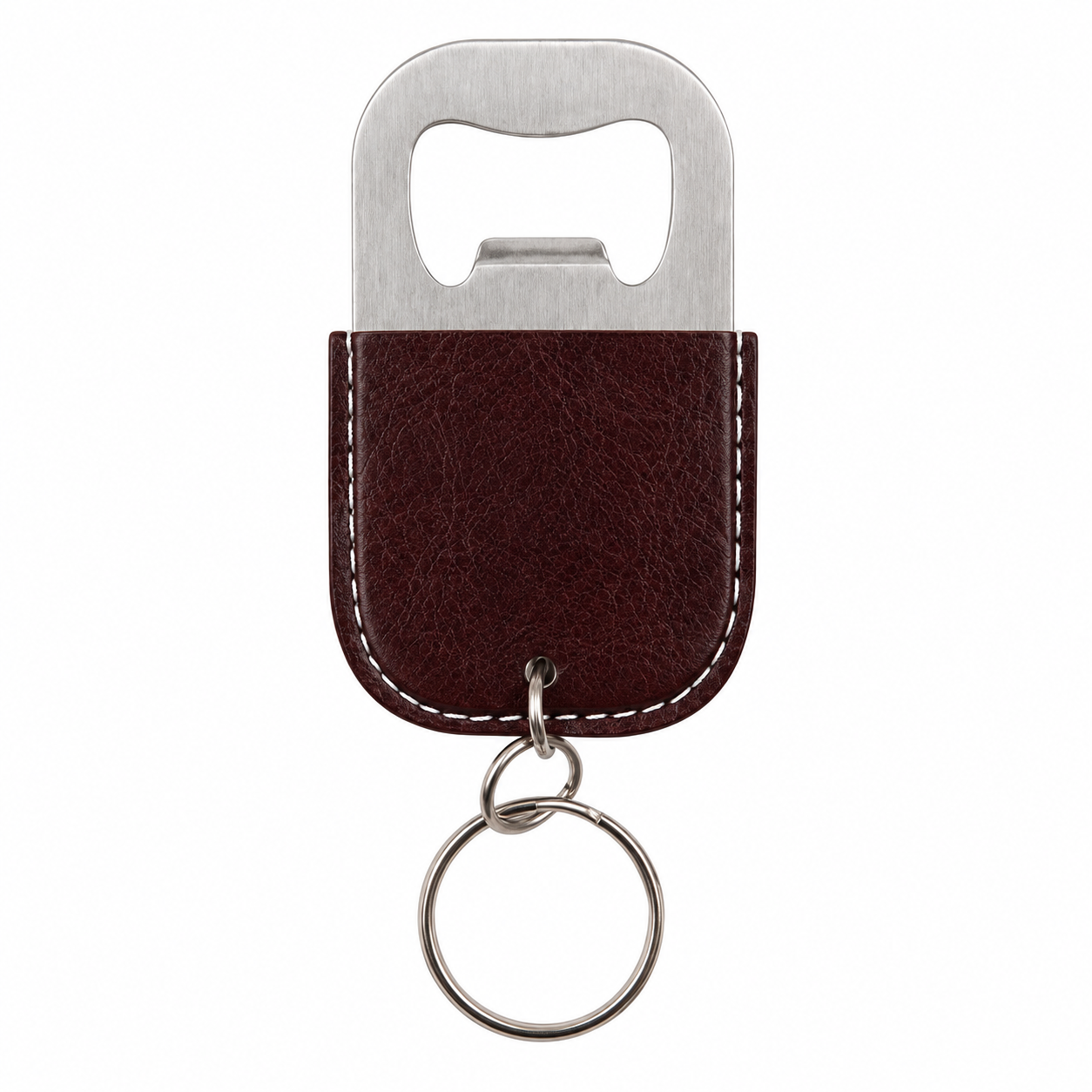PU Leather Wrapped Stainless Steel Keychain Bottle Opener