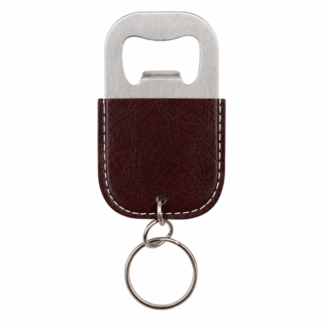 PU Leather Wrapped Stainless Steel Keychain Bottle Opener