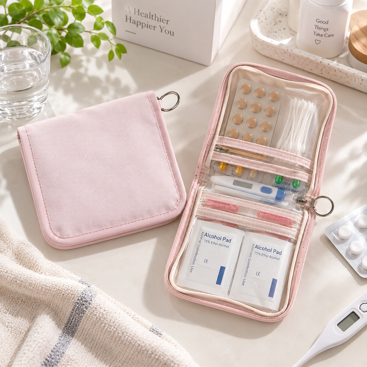 Portable Multi-Compartment First Aid Organizer Pouch