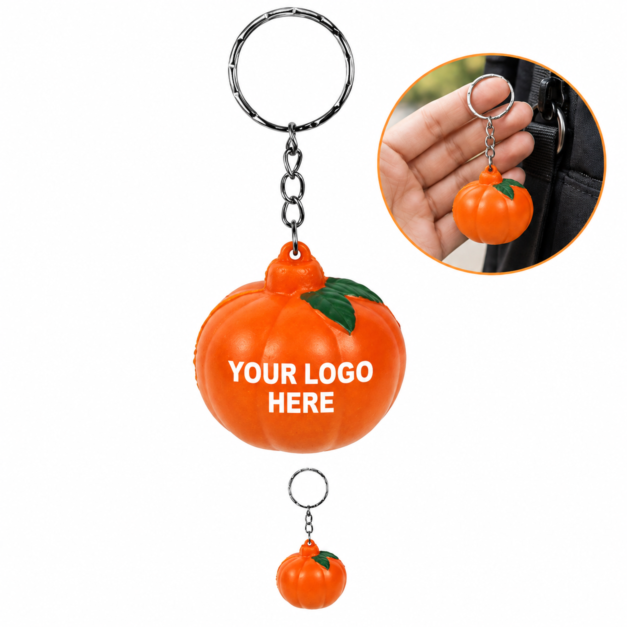 Pumpkin PU Squeeze Ball Keychain