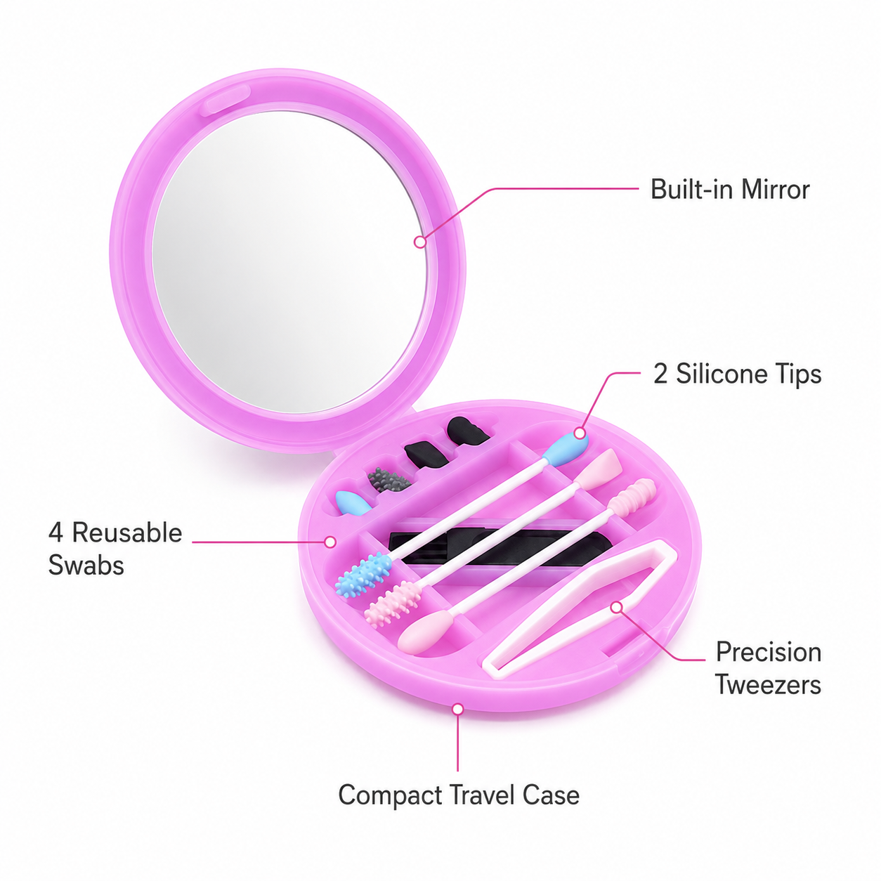 Reusable Silicone Swabs With Travel Case