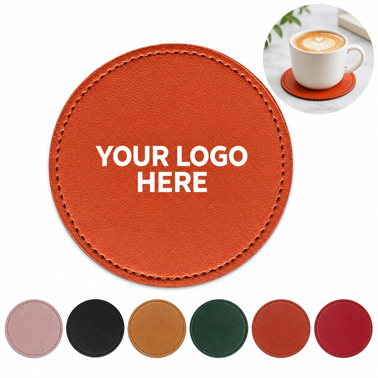 Round PU Leather Beverage Coaster