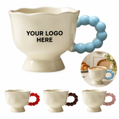 Scalloped Ceramic Mug With Beaded Handle