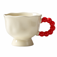 Scalloped Ceramic Mug With Beaded Handle