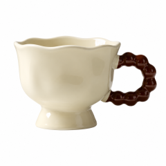 Scalloped Ceramic Mug With Beaded Handle