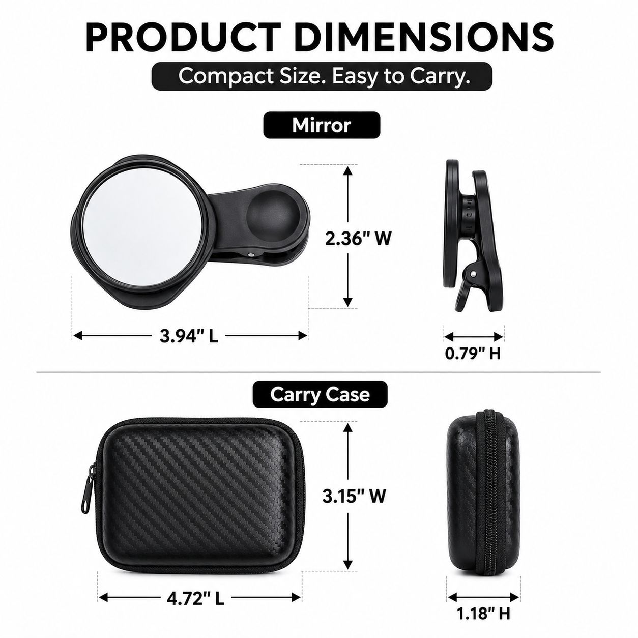 Selfie Mirror Compact Phone Mirror Universal Phone Clip