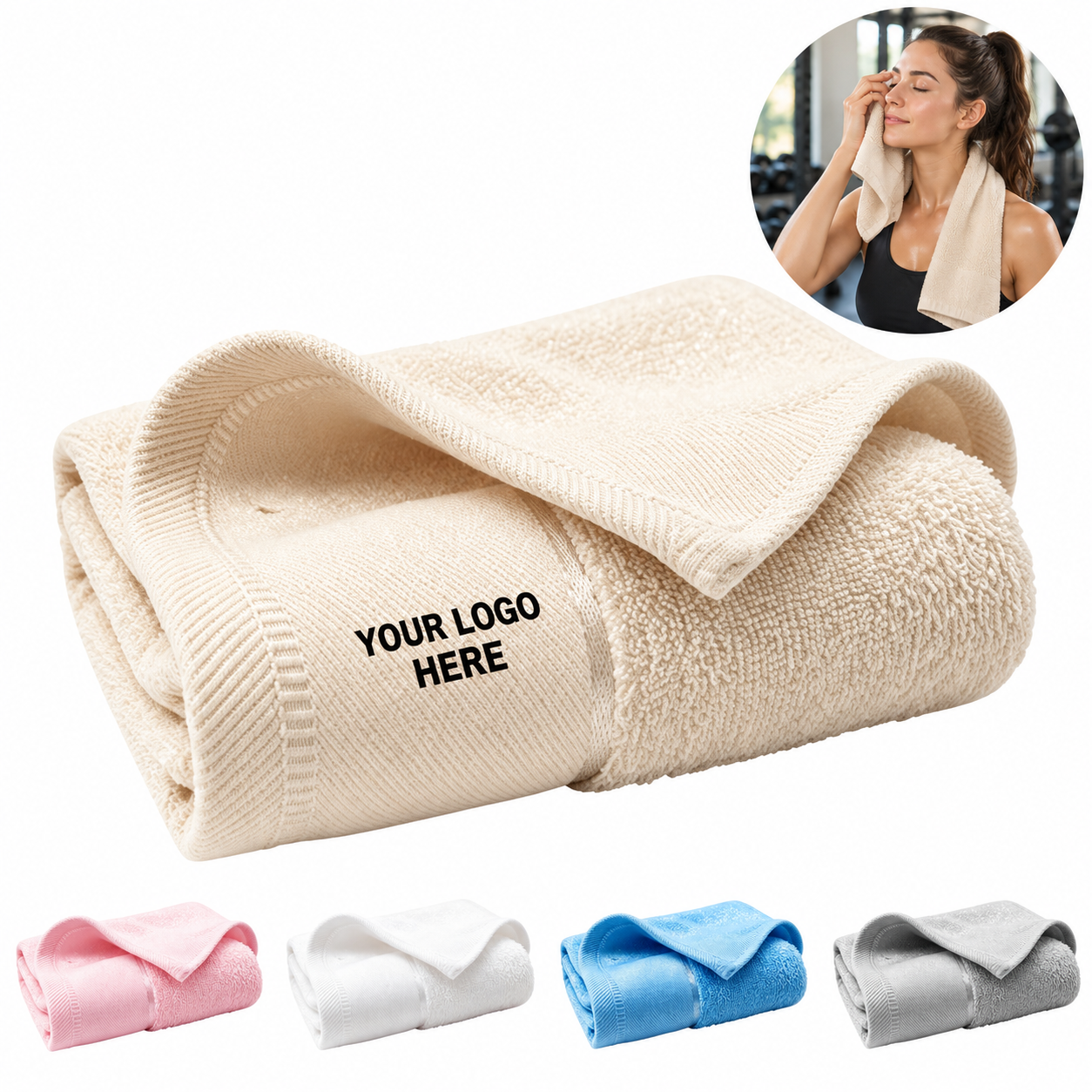 Soft Cotton Sports Towel With Custom Embroidery