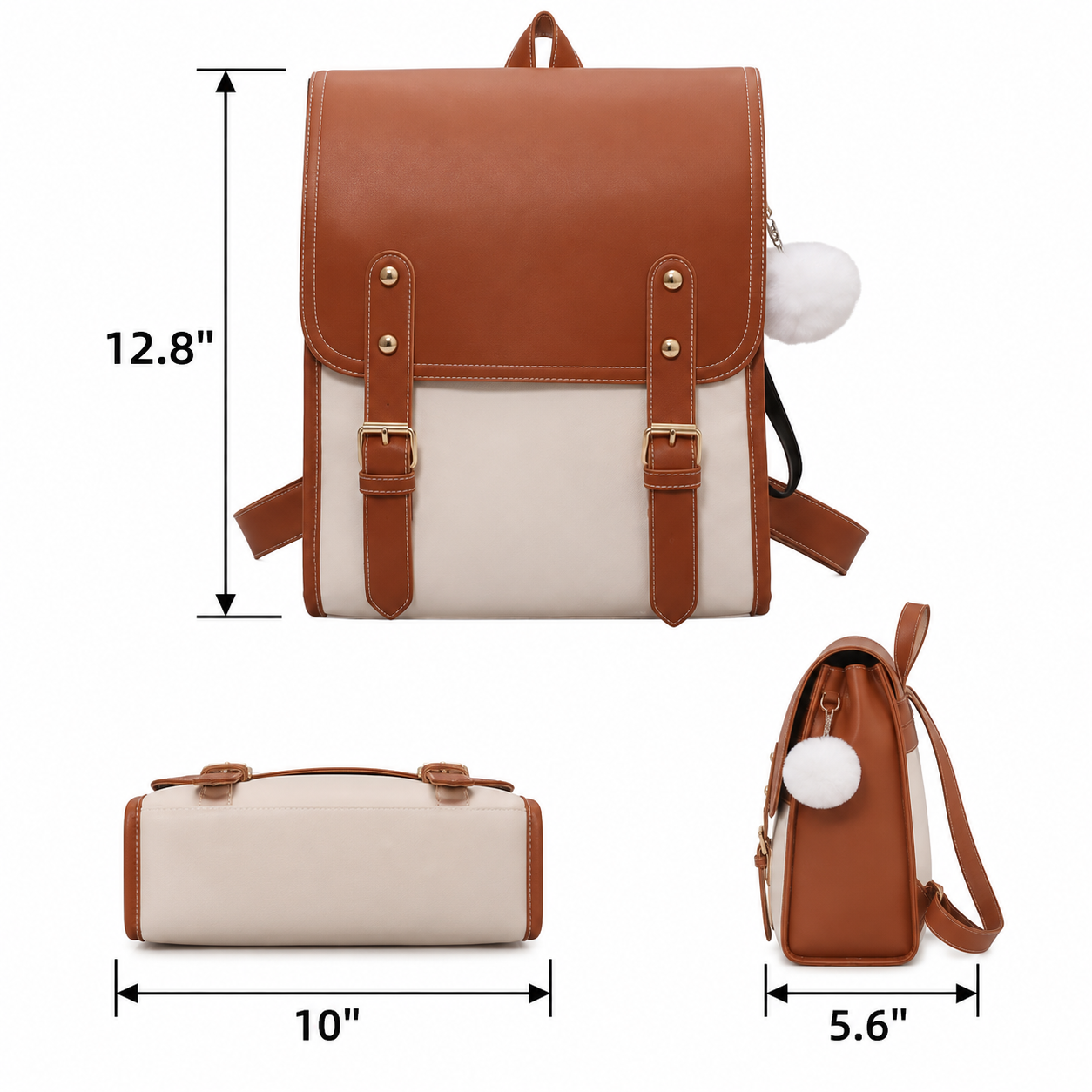 Soft PU Leather Casual Travel Backpack