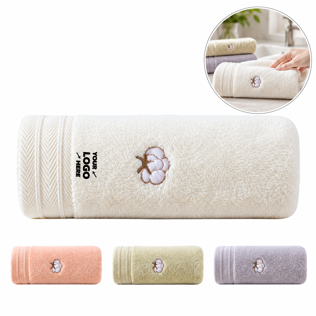 Soft Pure Cotton Embroidered Household Towel