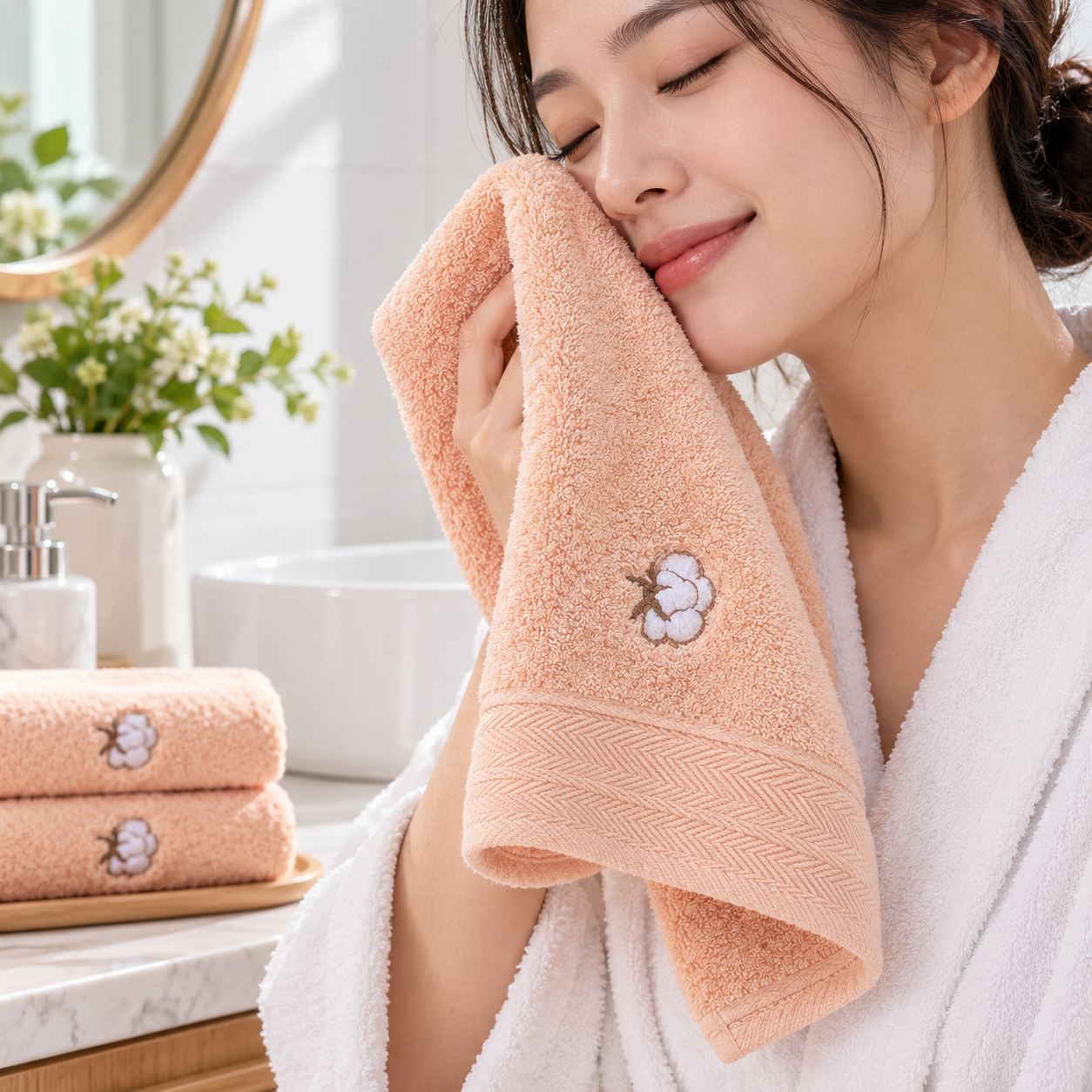 Soft Pure Cotton Embroidered Household Towel