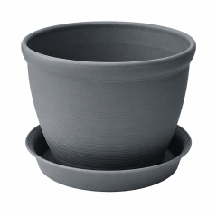 Textured Plastic Planter Pot With Drip Tray