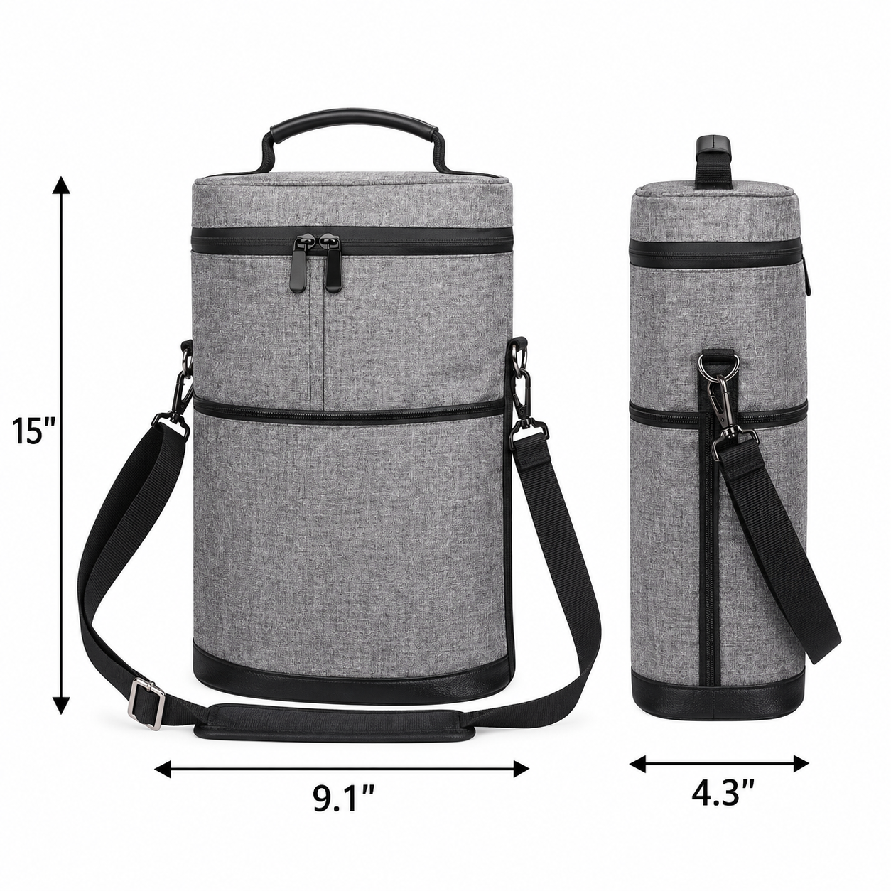 Two-Bottle Padded Oxford Wine Carrier Bag