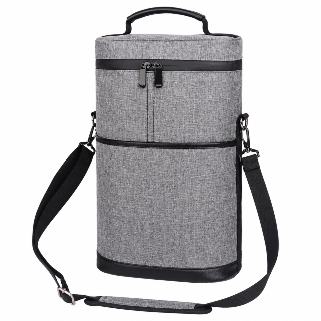 Two-Bottle Padded Oxford Wine Carrier Bag