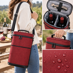 Two-Bottle Padded Oxford Wine Carrier Bag