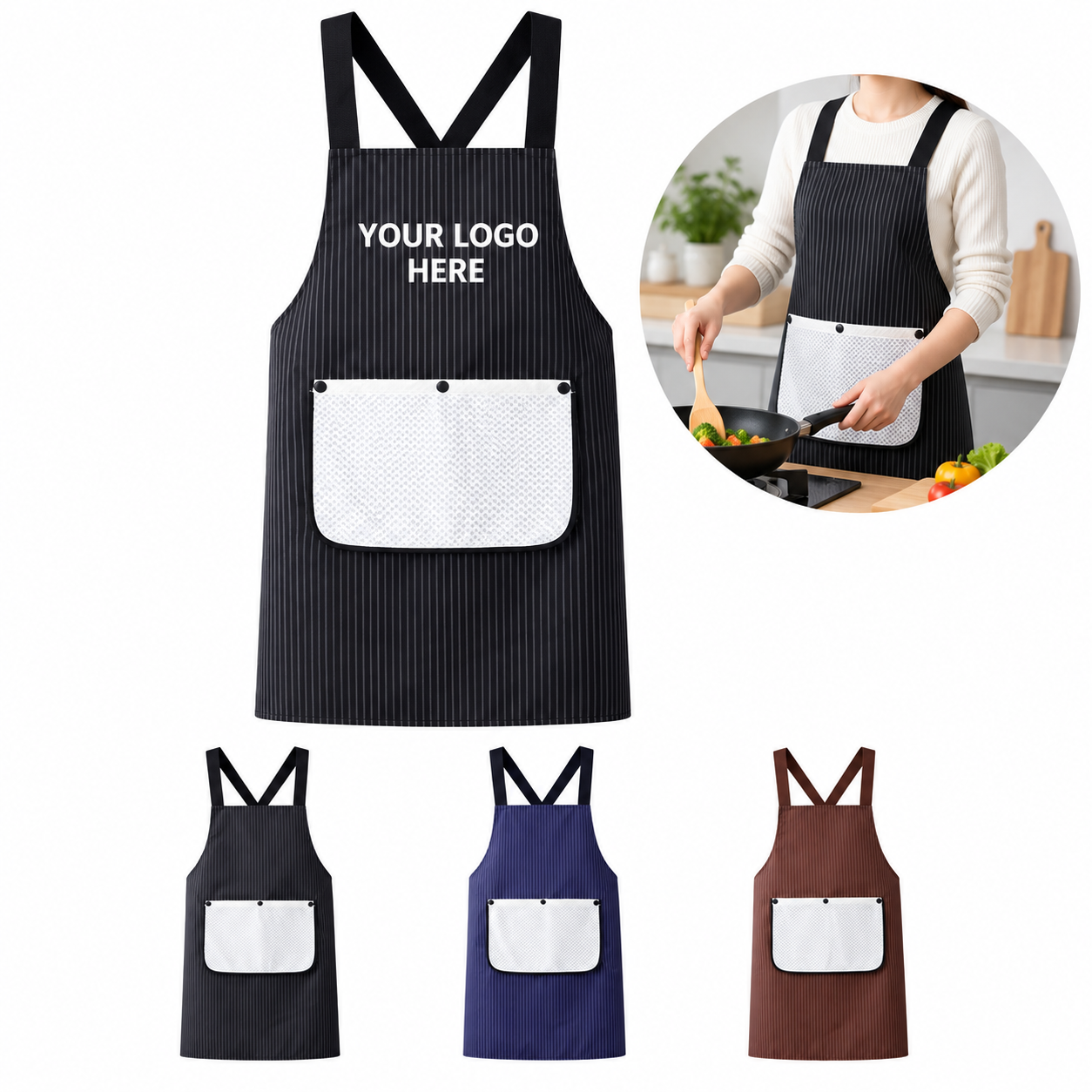 Waterproof Multi-Pocket Apron With Detachable Hand Towel