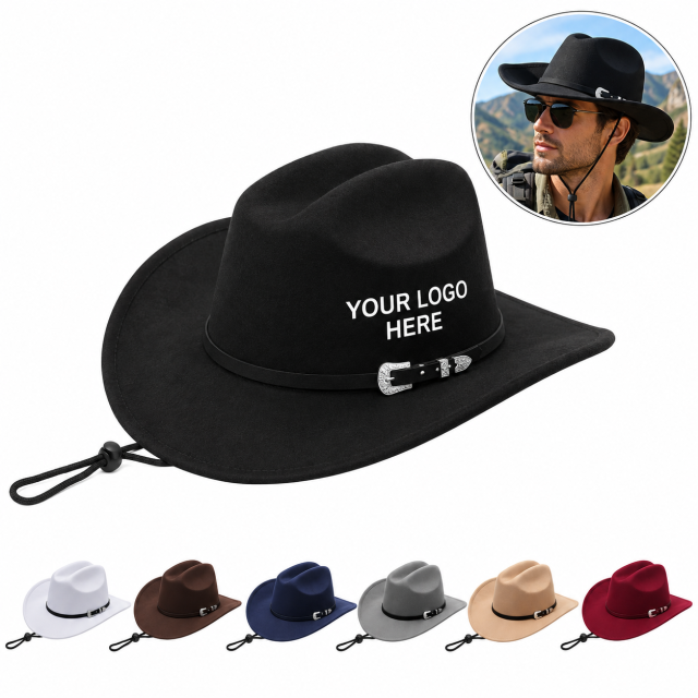 Wide-Brim Wool Western Cowboy Hat