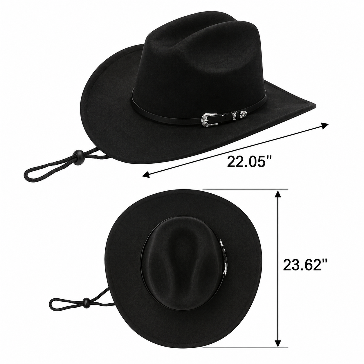 Wide-Brim Wool Western Cowboy Hat