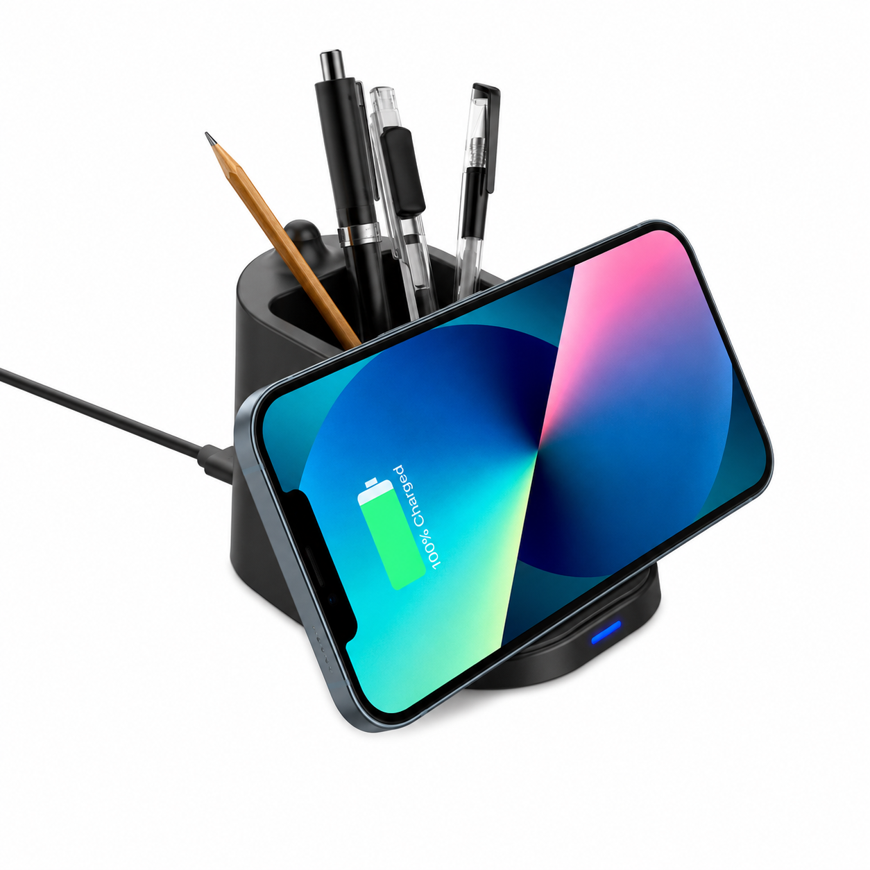 2-in-1 Wireless Charging Station with Desk Organizer