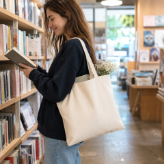 Classic Cotton Canvas X-Stitch Tote Bag