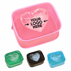 Clear PVC Sequin Toiletry Pouch With Zipper Closure