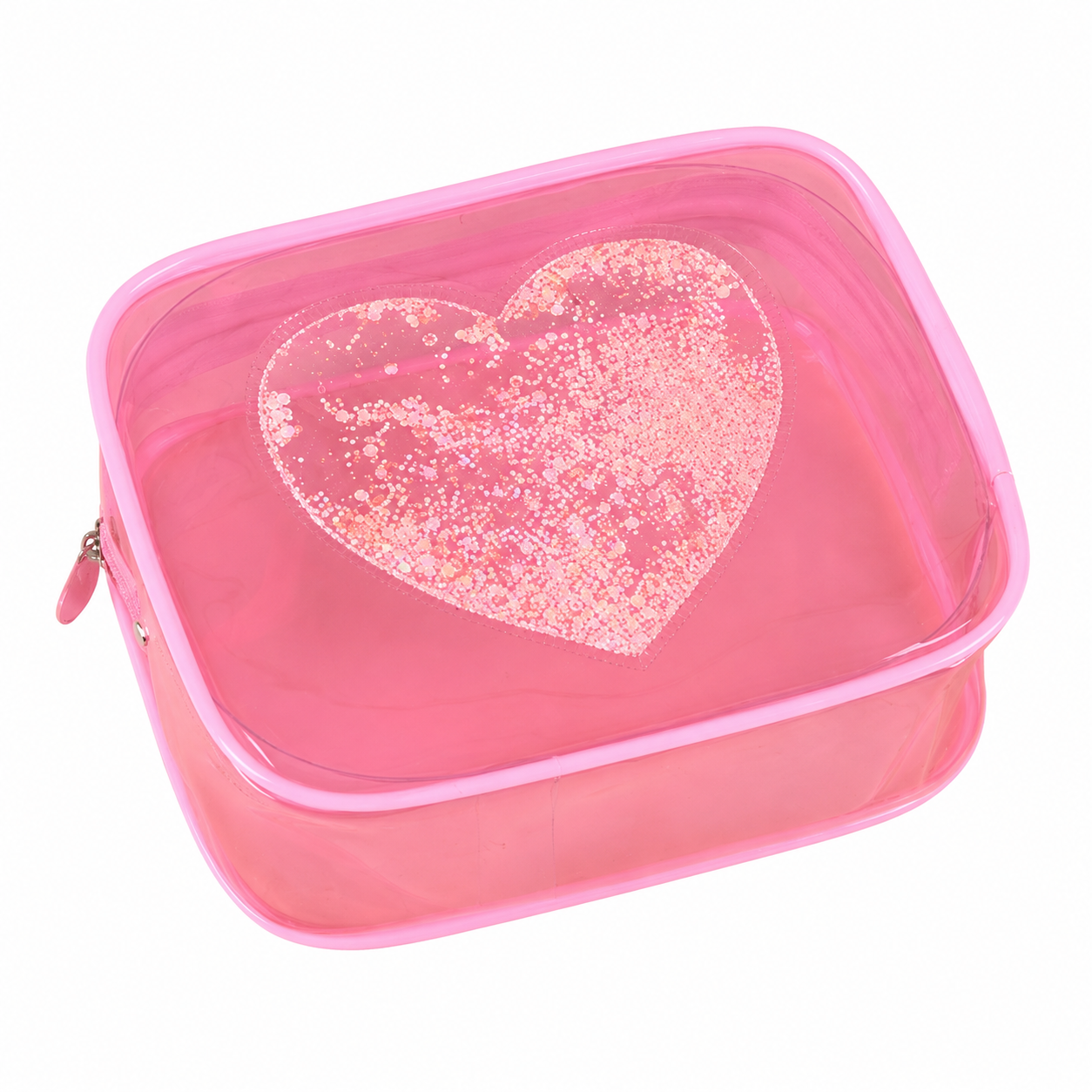 Clear PVC Sequin Toiletry Pouch With Zipper Closure