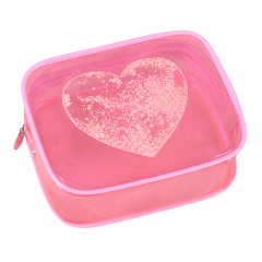 Clear PVC Sequin Toiletry Pouch With Zipper Closure