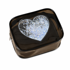 Clear PVC Sequin Toiletry Pouch With Zipper Closure