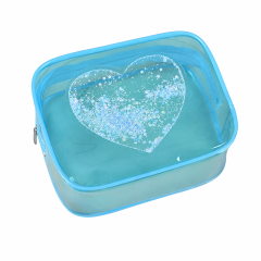 Clear PVC Sequin Toiletry Pouch With Zipper Closure