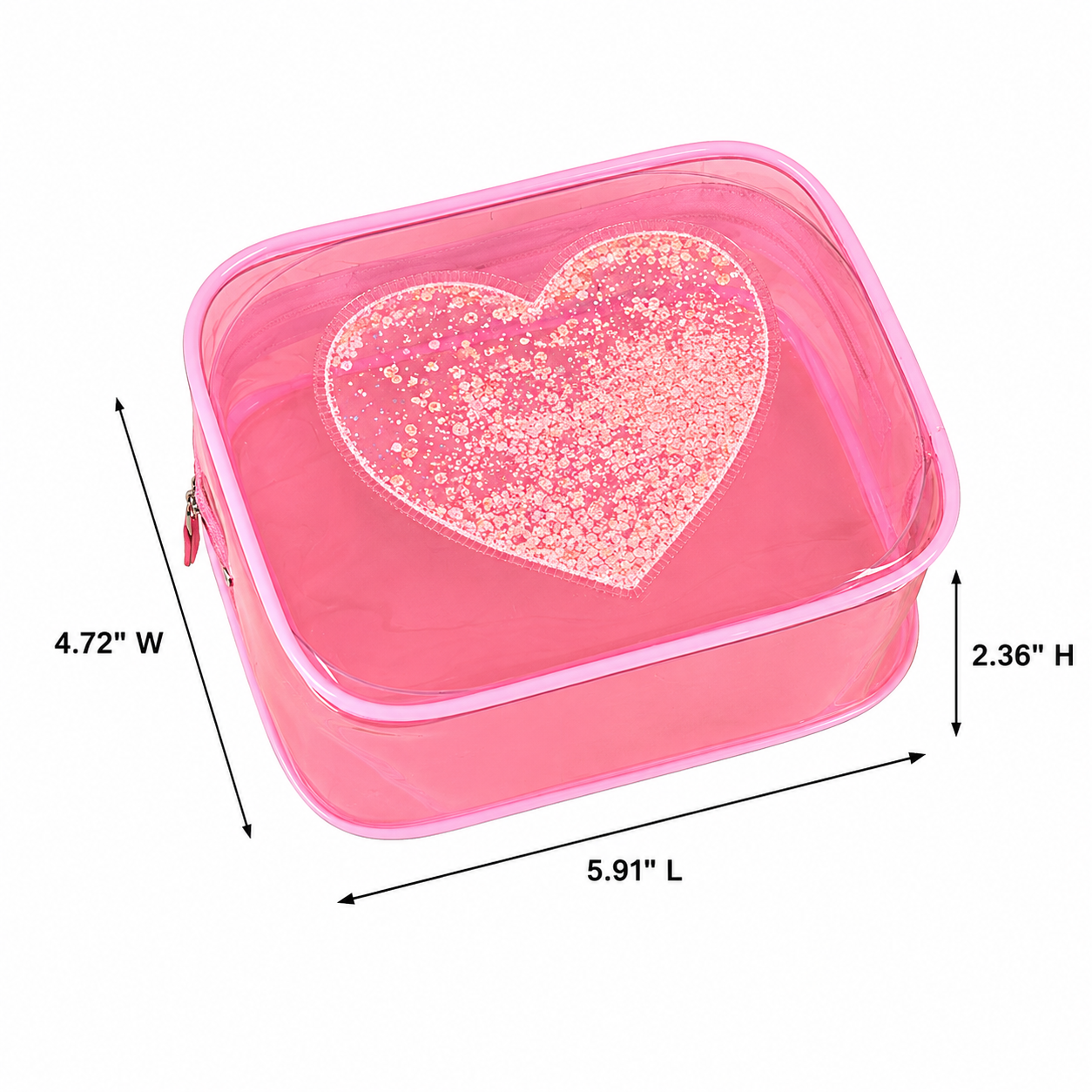 Clear PVC Sequin Toiletry Pouch With Zipper Closure