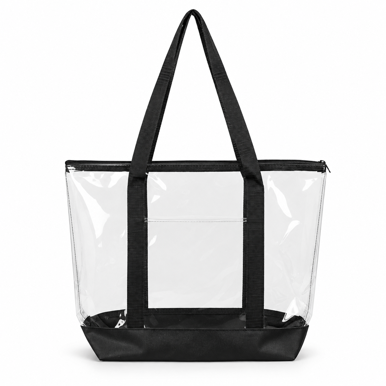 Clear Vinyl Zipper Tote Bag With Durable Colored Bottom