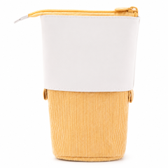 Corduroy Telescopic Pencil Case With Upright Stand Design