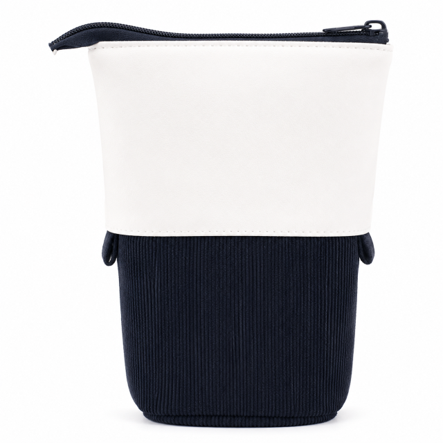 Corduroy Telescopic Pencil Case With Upright Stand Design
