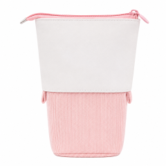 Corduroy Telescopic Pencil Case With Upright Stand Design