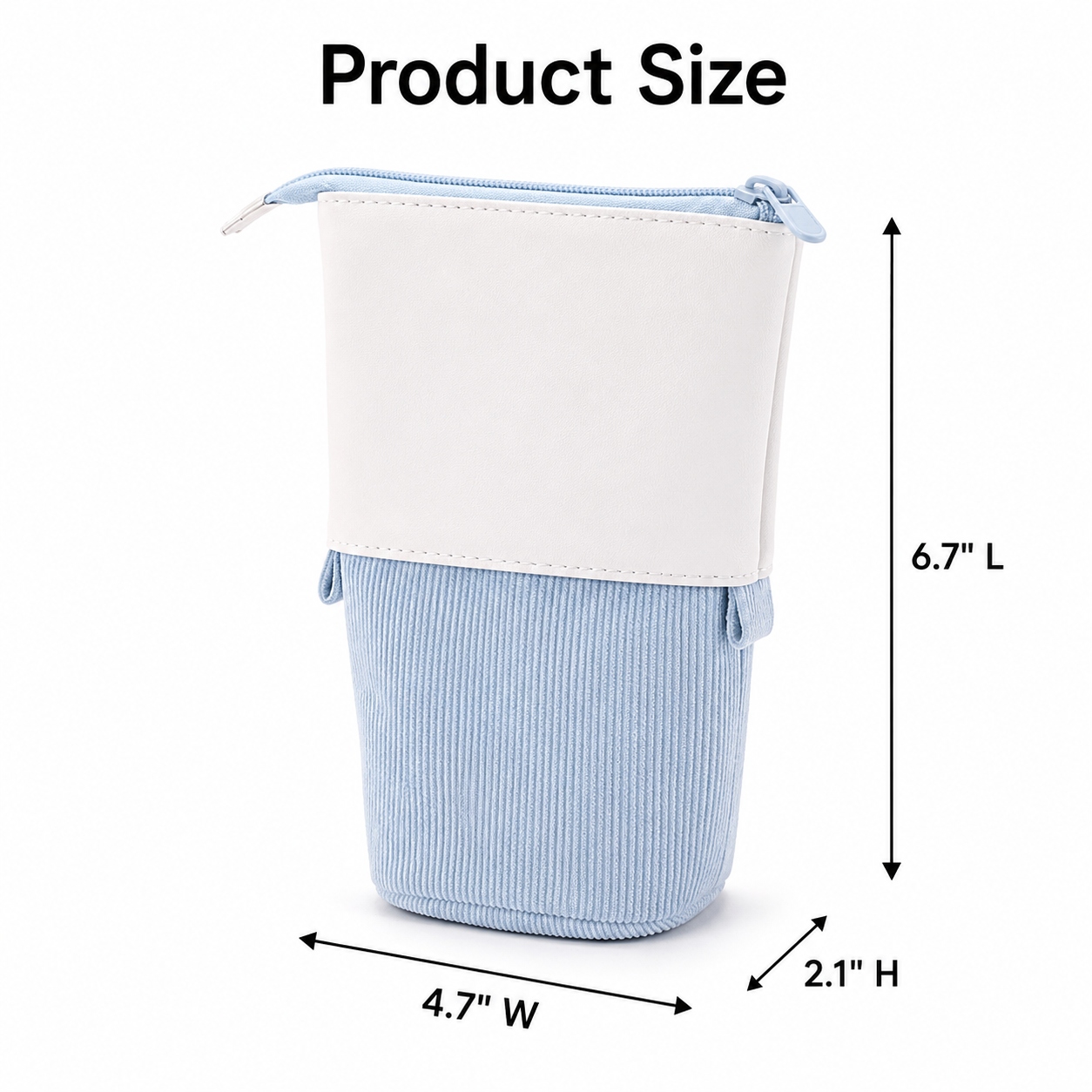 Corduroy Telescopic Pencil Case With Upright Stand Design