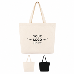 Cotton Canvas Reusable Tote Bag With Reinforced Handles