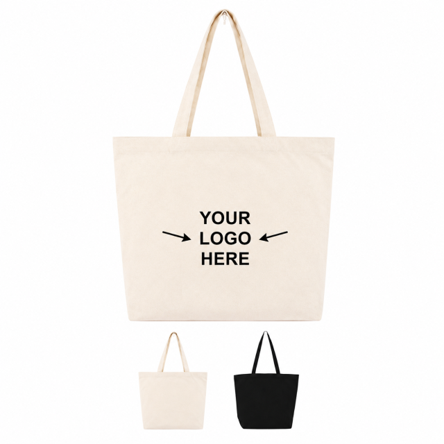 Cotton Canvas Reusable Tote Bag With Reinforced Handles