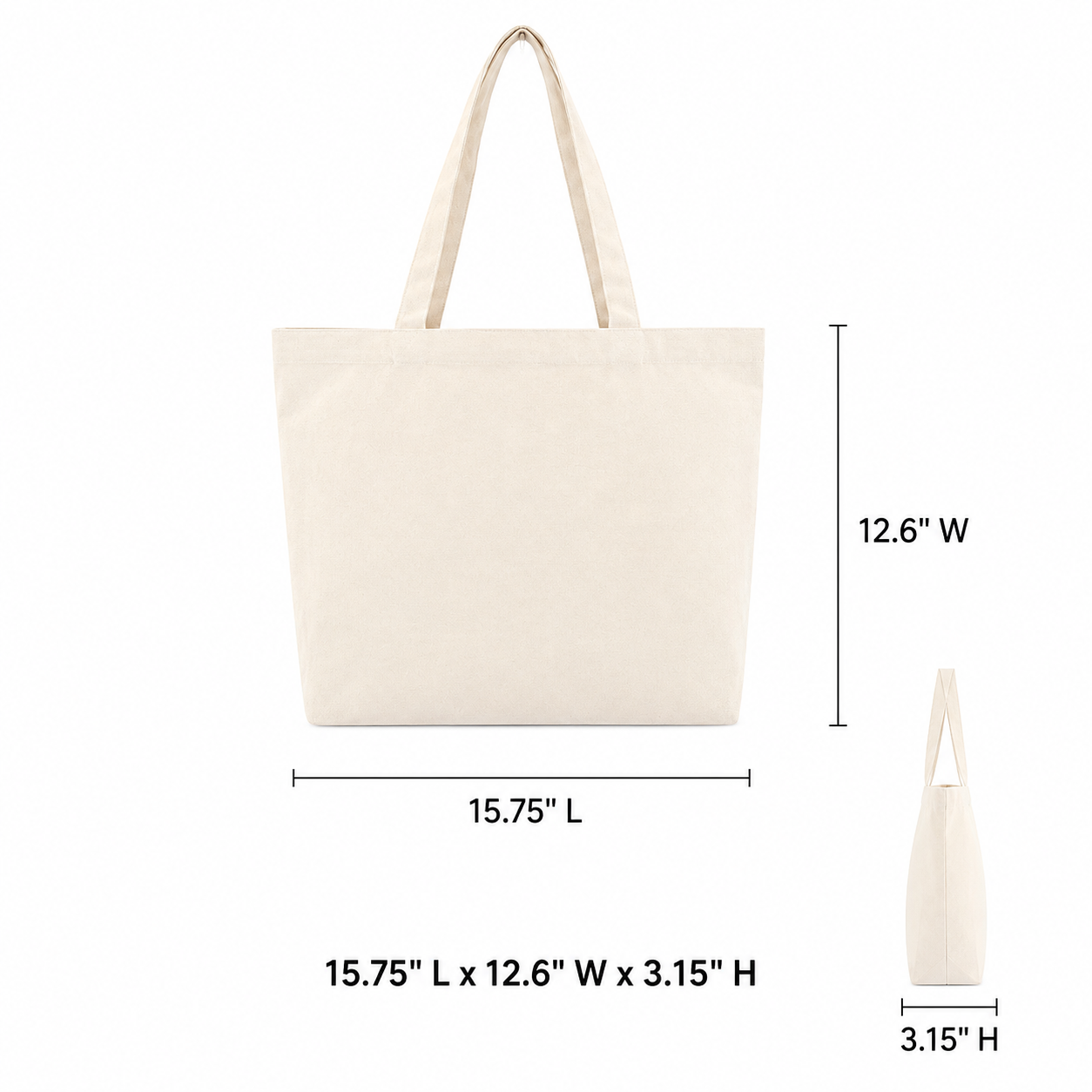 Cotton Canvas Reusable Tote Bag With Reinforced Handles