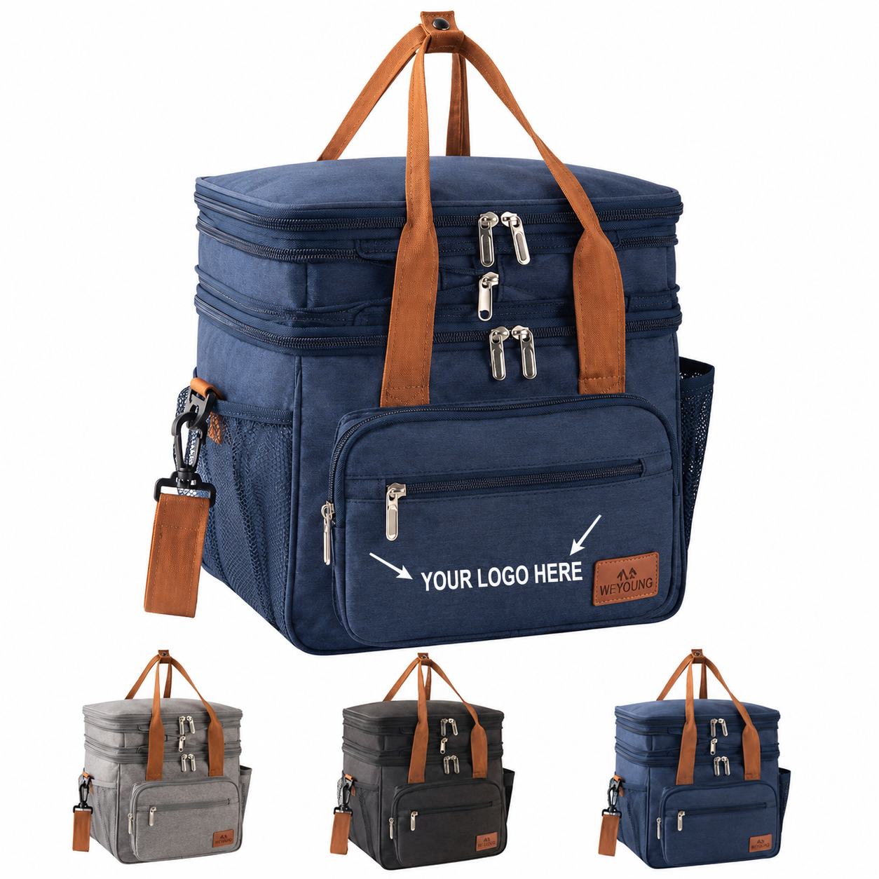 Double Deck Insulated Lunch Bag With Adjustable Shoulder Strap