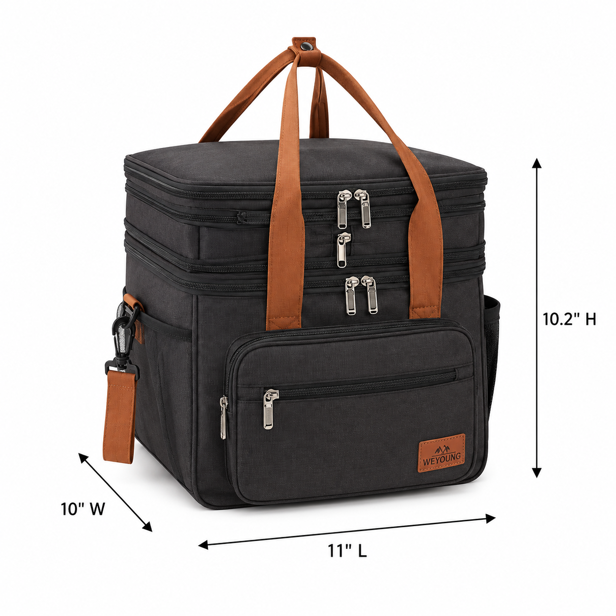 Double Deck Insulated Lunch Bag With Adjustable Shoulder Strap