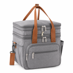 Double Deck Insulated Lunch Bag With Adjustable Shoulder Strap