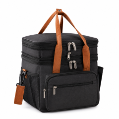 Double Deck Insulated Lunch Bag With Adjustable Shoulder Strap