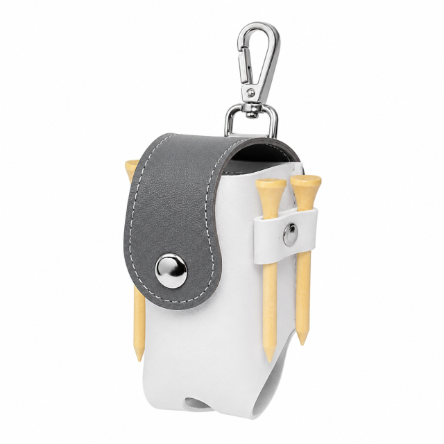 Durable PU Leather Golf Ball Bag With Carabiner Hook