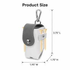 Durable PU Leather Golf Ball Bag With Carabiner Hook