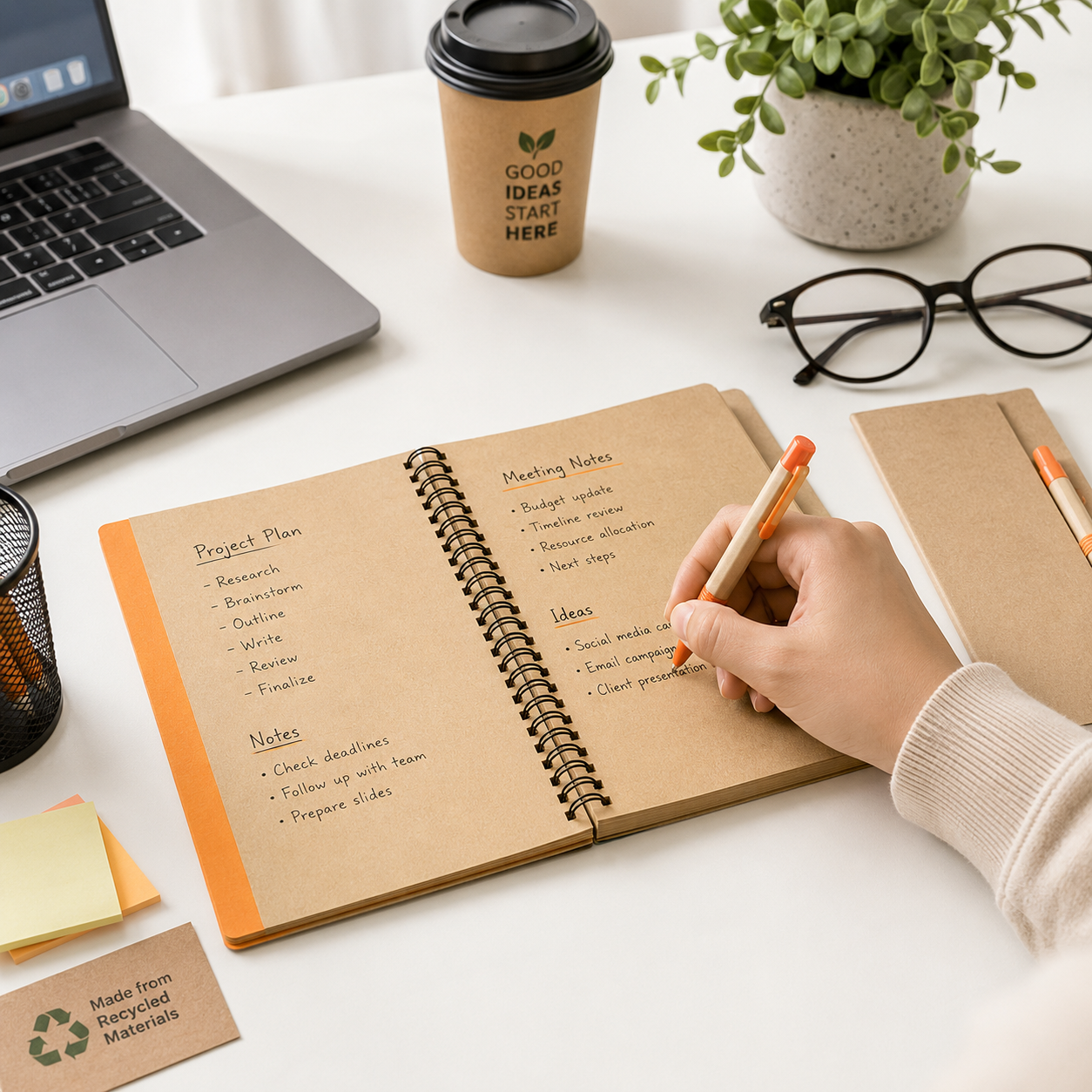 Eco Friendly Recycled Paper Spiral Notebook