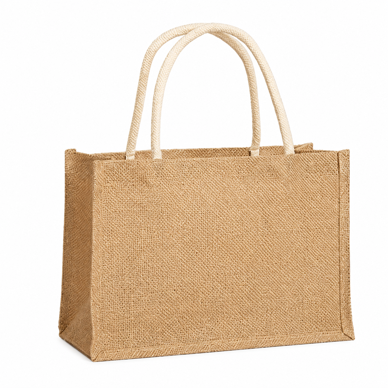 Extra Thick Natural Jute Market Tote Bag With Reinforced Handles