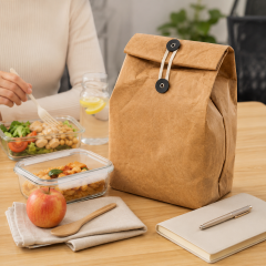 Insulated Kraft Paper Lunch Bag With Foil Lining